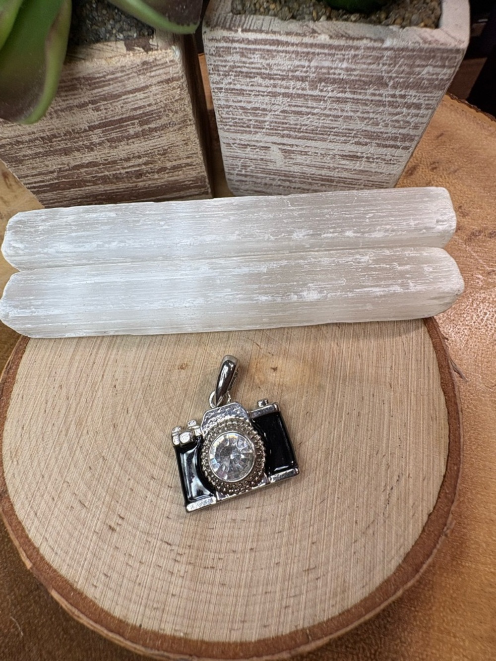 Vintage Black and Silver Camera Pendant